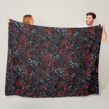 Gothic Zwarte Kat & Donkere Bloemen Patroon