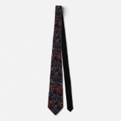Gothic Zwarte Kat & Donkere Bloemen Patroon Stropdas (Voorkant)