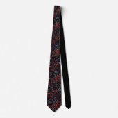 Gothic Zwarte Kat & Donkere Bloemen Patroon Stropdas (Voorkant)