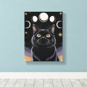 Gothic zwarte kat, Gothic cadeau, heksenuur zwarte Canvas Afdruk (Insitu (Houten vloer))