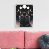 Gothic zwarte kat, Gothic cadeau, heksenuur zwarte Canvas Afdruk (Insitu (Woonkamer))