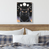 Gothic zwarte kat, Gothic cadeau, heksenuur zwarte Canvas Afdruk (Insitu (Slaapkamer))