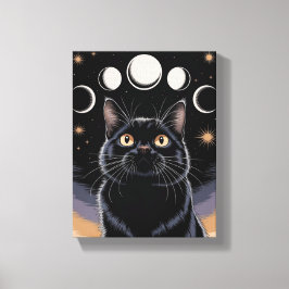 Gothic zwarte kat, Gothic cadeau, heksenuur zwarte Canvas Afdruk
