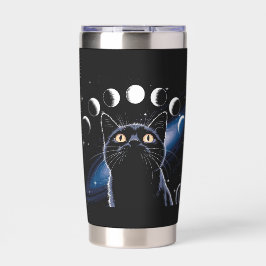 Gothic zwarte kat, Gothic cadeau, heksenuur zwarte Geïsoleerde Drinkbeker