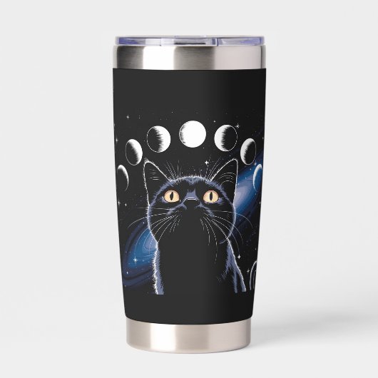 Gothic zwarte kat, Gothic cadeau, heksenuur zwarte Geïsoleerde Drinkbeker (Voorkant)