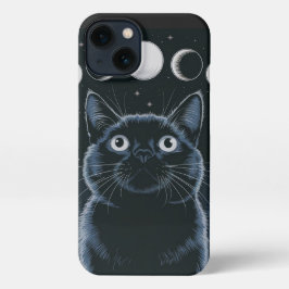 Gothic zwarte kat, Gothic cadeau, heksenuur zwarte iPhone 13 Hoesje