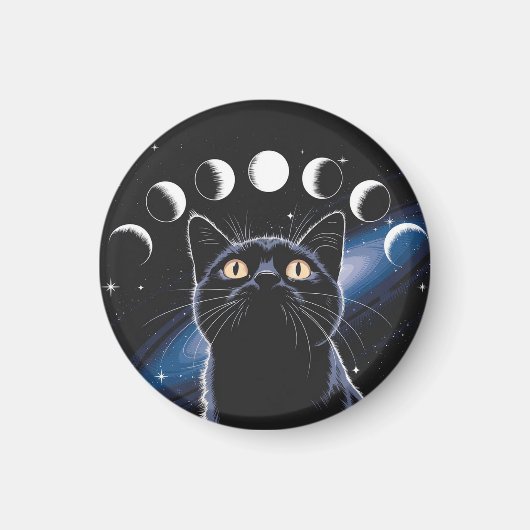 Gothic zwarte kat, Gothic cadeau, heksenuur zwarte Magneet (Voorkant)