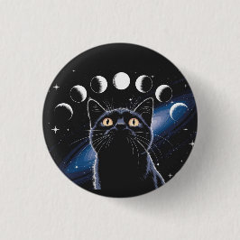 Gothic zwarte kat, Gothic cadeau, heksenuur zwarte Ronde Button 3,2 Cm