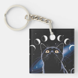Gothic zwarte kat, Gothic cadeau, heksenuur zwarte Sleutelhanger