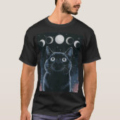 Gothic zwarte kat, Gothic cadeau, heksenuur zwarte T-shirt (Voorkant)