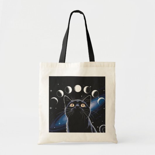 Gothic zwarte kat, Gothic cadeau, heksenuur zwarte Tote Bag (Voorkant)