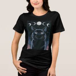 Gothic zwarte kat, Gothic cadeau, heksenuur zwarte Tri-Blend Shirt