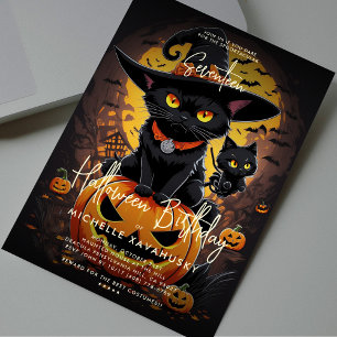 Gothic zwarte kat heks Halloween verjaardagsfeestj Kaart