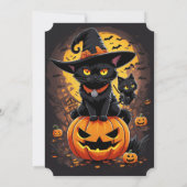 Gothic zwarte kat heks Halloween verjaardagsfeestj Kaart (Achterkant)