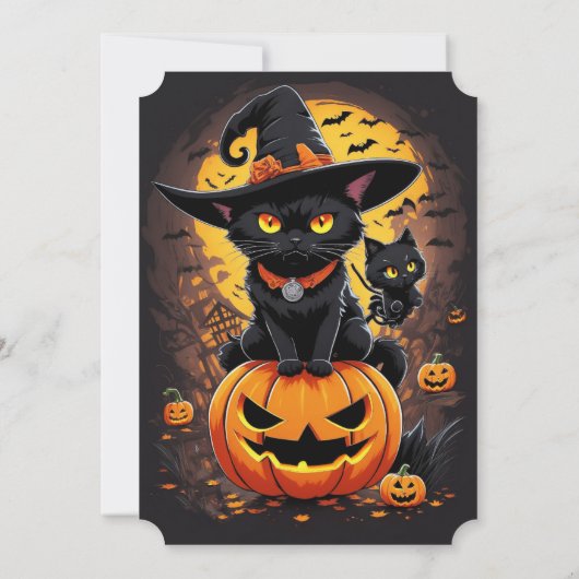 Gothic zwarte kat heks Halloween verjaardagsfeestj Kaart (Achterkant)