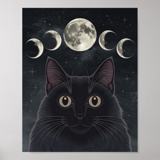 Gothic zwarte kat, heksenuur zwarte kat poster (Voorkant)
