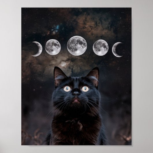 Gothic zwarte kat, heksenuur zwarte kat poster (Voorkant)