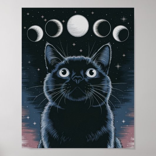 Gothic zwarte kat, heksenuur zwarte kat poster (Voorkant)