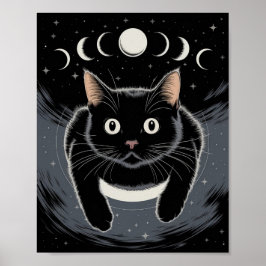 Gothic zwarte kat, heksenuur zwarte kat poster