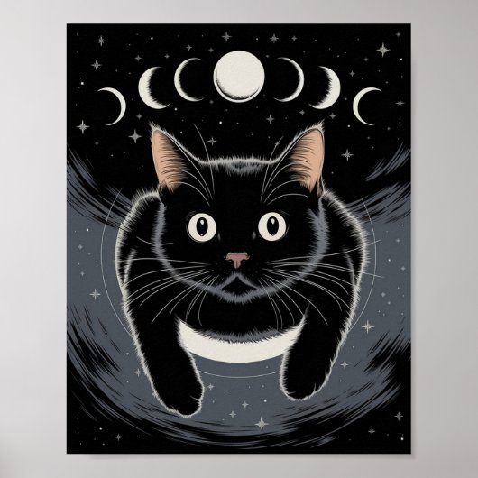 Gothic zwarte kat, heksenuur zwarte kat poster (Voorkant)