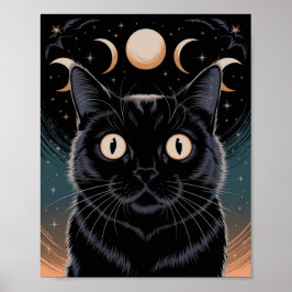 Gothic zwarte kat, heksenuur zwarte kat poster