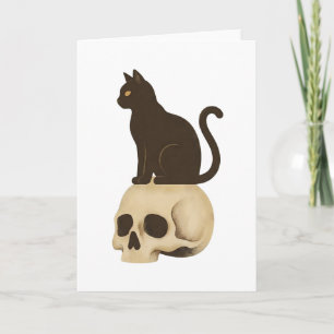 Gothic Zwarte Kat Schedel T-shirt Vintage Poster S Kaart