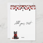 Gothic zwarte kat vrolijk kerstmis zwart en rood feestdagenkaart (Achterkant)