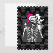 gothic zwarte kerst schedel koffie skelet roze kaart (Voorkant / Achterkant)