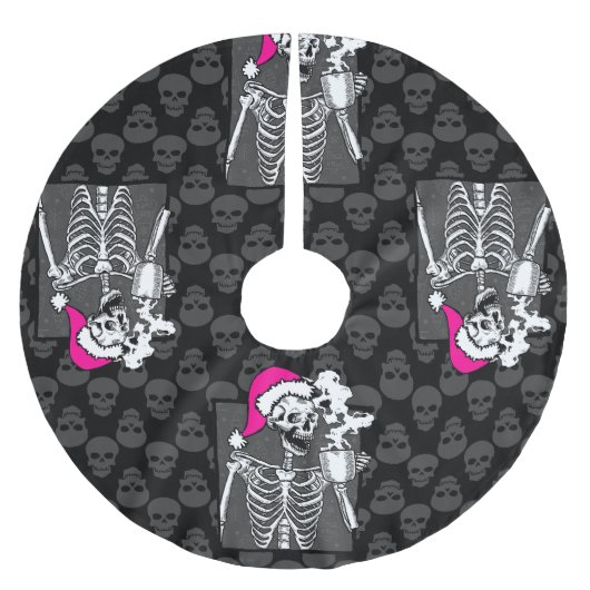 gothic zwarte kerst schedel koffie skelet roze kerstboom rok (Voorkant)