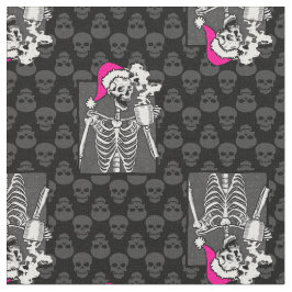 gothic zwarte kerst schedel koffie skelet roze stof