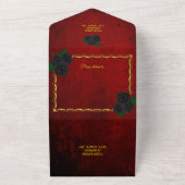 Gothic zwarte Rozen bloedrode bruiloft All In One Uitnodiging (Buitenkant)