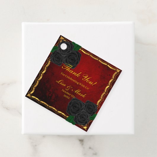 Gothic zwarte Rozen bloedrode bruiloft Bedankjes Labels (In situ)
