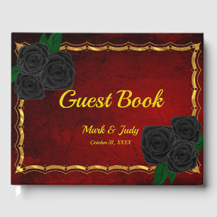 Gothic zwarte Rozen bloedrode bruiloft Gastenboek