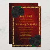 Gothic zwarte Rozen bloedrode bruiloft Kaart (Voorkant / Achterkant)