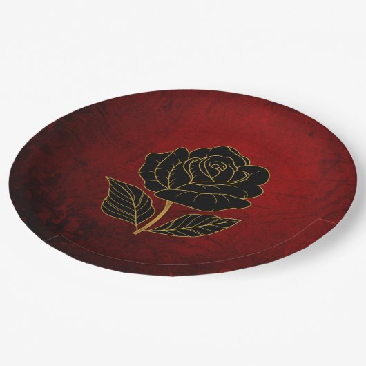 Gothic zwarte Rozen bloedrode bruiloft Papieren Bordje (Gekanteld)