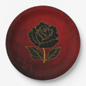 Gothic zwarte Rozen bloedrode bruiloft Papieren Bordje (Voorkant)