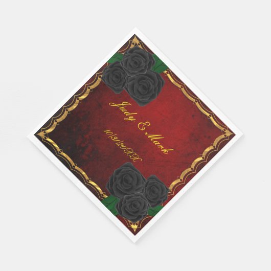 Gothic zwarte Rozen bloedrode bruiloft Servet (Hoek)