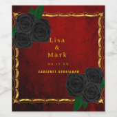 Gothic zwarte Rozen bloedrode bruiloft wijnlabels Wijn Etiket (Enkel label)