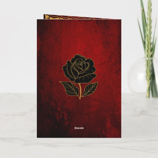 Gothic zwarte Rozen bloedrood bruiloft programma K (Achterkant)