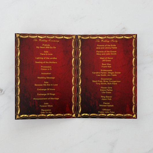 Gothic zwarte Rozen bloedrood bruiloft programma K (Binnen)