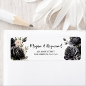 Gothic zwarte Rozen bloemenbruiloft retouradres Etiket (Insitu)