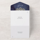 Gothic zwarte Rozen bloemengouden boog bruiloft All In One Uitnodiging (Buitenkant)