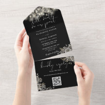 Gothic Zwarte Rozen Slingerlichten QR Code Trouwen