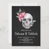 Gothic zwarte schedel volwassen Halloween Party Kaart (Voorkant)