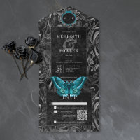 Gothic Zwarte Teal Filigraan Motief QR Code Bruilo