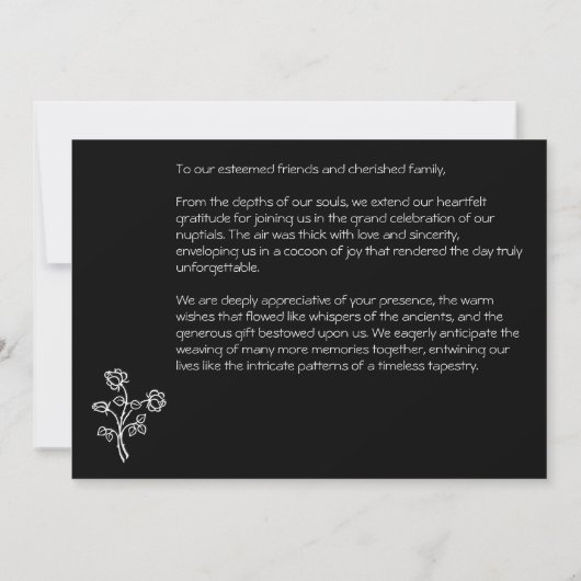 Gothic zwarte typografie bruiloft save the date bedankkaart (Achterkant)