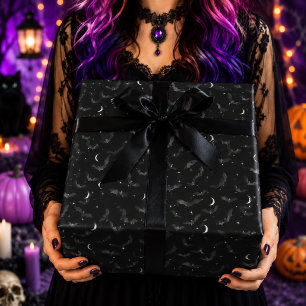 Gothic Zwarte Vleermuizen Halloween Patroon Cadeaupapier