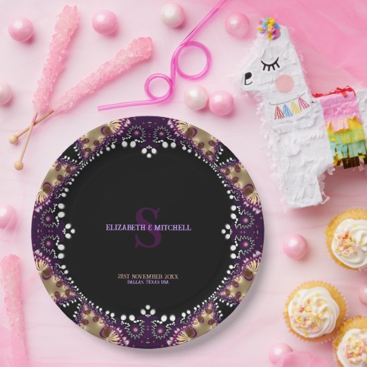 Gothica Dark Magic Monogram Speciale Evenement Bru Papieren Bordje (Feest)