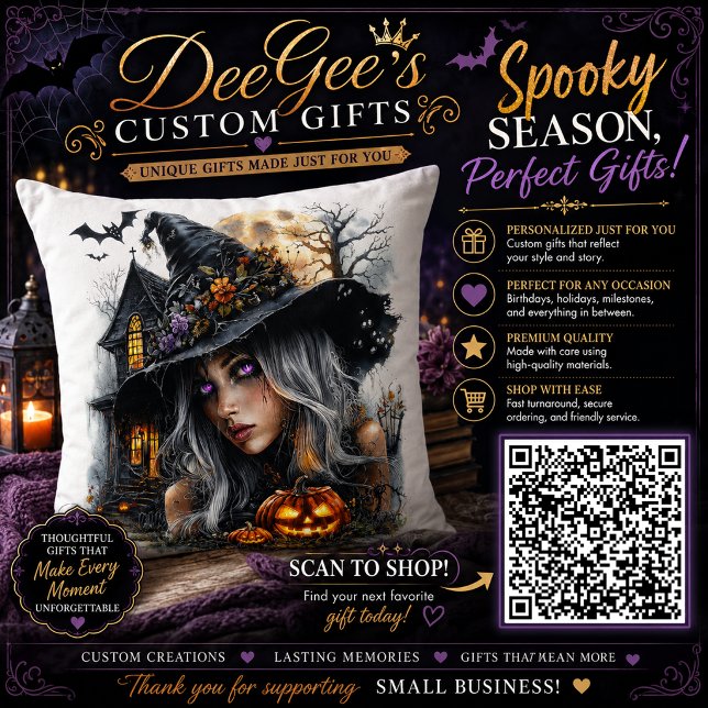 Gothillustratie van heks op Halloween Kussen (Creator heeft geüpload)