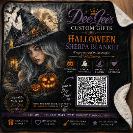 Gothillustratie van Heksen op Halloween Sherpa Deken